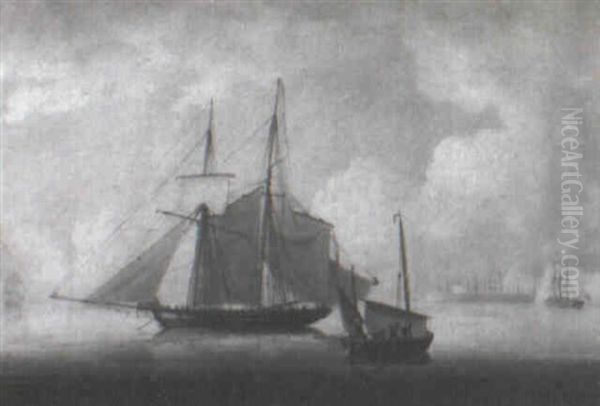 Shipping Becalmed Off Dover Harbour - view 1