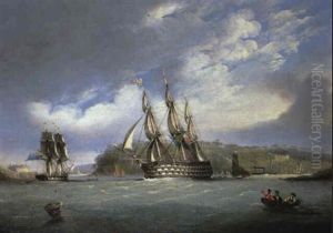 H.m.s. 'britannia' Going Out Of The Hamoaze Harbor... by Nicholas Matthew Condy