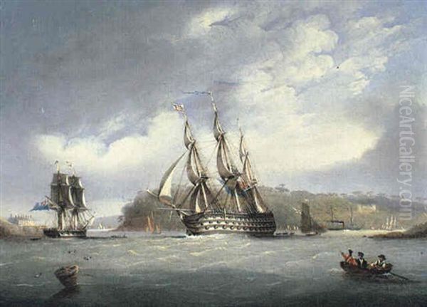 H.m.s. Britannia Going Out Of Hamoaze Harbour - view 1