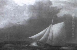 A Cutter Off The Coast With Distant Shipping by Nicholas Matthew Condy
