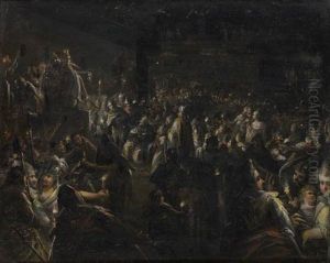 A Night Scene, With Judith Showing The Head Of Holofernes by Gillis Congnet the Elder