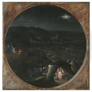 The Assyrian Camp At Night, With Judith Beheading Holofernes In His Tent by Gillis Congnet the Elder
