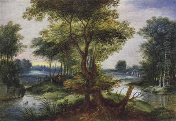 Bewaldete Landschaft Mit Einem Wasserlauf - view 1