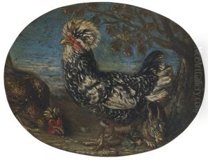 Roosters And A Rabbit In A Landscape