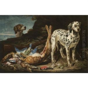 Still Life With Dogs, A Gun, A Dead Hare And Game by David de Coninck