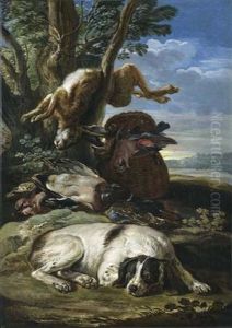Scene De Chasse (+ Another, Similar; Pair) by David de Coninck