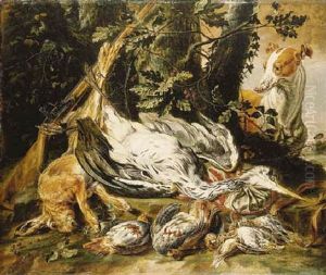 A Hunting Dog Guarding Dead Game by David de Coninck
