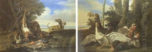 Chien Chassant Une Oie Et Des Coqs by David de Coninck