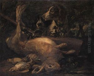 Hunting Still Life With A Dead Hare, Birds And Spaniels