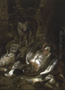 Cat On A Rocky Bank With A Dead Duck And Other Dead Birds Cat On A Rocky Bank With A Dead Duck And Other Dead Birds