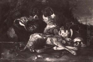 Nature Morte Aux Chiens Et Gibier by David de Coninck