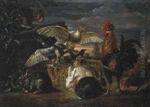 Kaninchen Und Vogel Von Einer Katze Uberrascht by David de Coninck