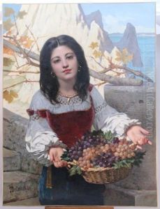 Jeune Italienne A La Corbeille De Raisins