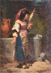 Jeune Fileuse Napolitaine by Pierre Louis de Coninck