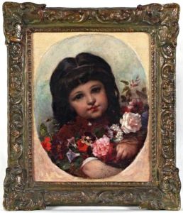 Jeune Fille Au Bouquet De Fleurs by Pierre Louis de Coninck
