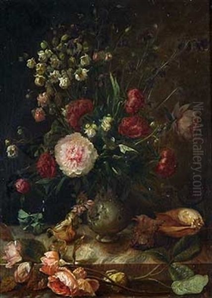 Blumenstillleben Mit Verschiedenen Muscheln - view 1