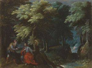 Waldlandschaft Mit Der Versuchung Christi by Gillis van Coninxloo