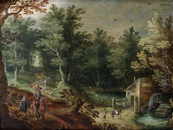 A Wooded River Landscape With A Horseman Before A Watermill - view 1
