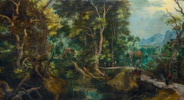 Weite Waldlandschaft Mit Figurenstaffage - view 1