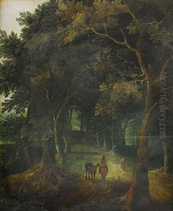 Landskap Med Jagare by Gillis van Coninxloo