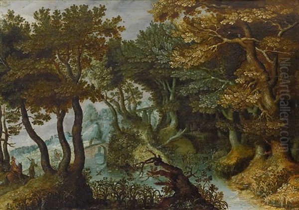 Waldlandschaft Mit Heimkehrenden Jagern - view 1