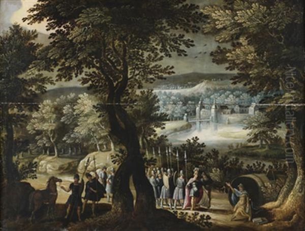 Alexandre Et Diogene Dans Un Paysage De Riviere - view 1