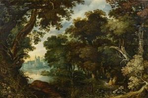 Waldlandschaft Mit Wasserschloss by Gillis van Coninxloo