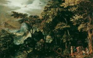 Waldlandschaft Mit Biblischer Staffage (christus Und Die Ehebrecherin?)