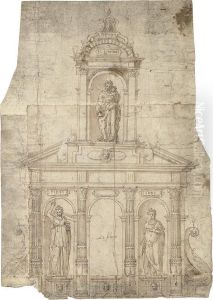 Design For A Funerary Monument by Jacques Androuet Du Cerceau