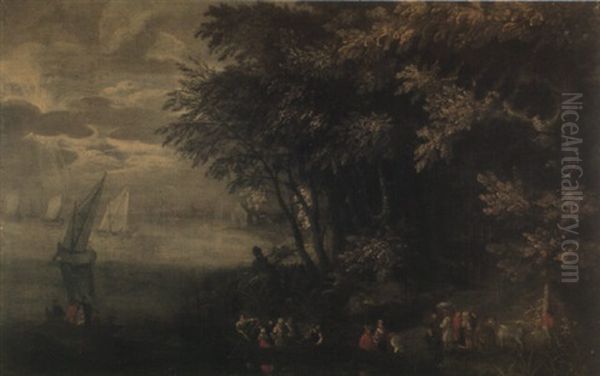 Paysage De Riviere Dans Une Foret Au Soleil Couchant - view 1