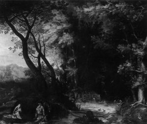 The Rest On The Flight Into Egypt In A Wooded Landscape by Gillis van Coninxloo