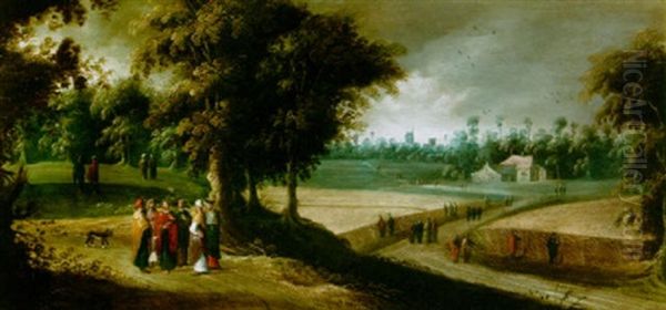 A Wooded Landscape With A Biblical Scene Of Kings Near A Cornfield - view 1