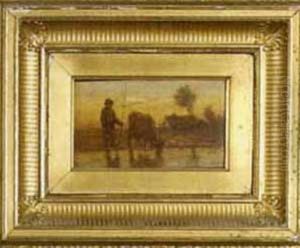 Boy Fishing In A Pond by Samuel Conkely