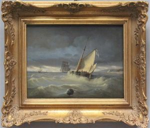 Kustenfischer In Bewegter See by Carl Emmanuel Conrad