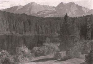 Bergsee Mit Alpenpanorama by Christian Friedrich Conradin