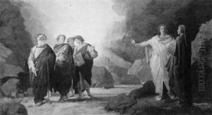 Virgil And Dante Meeting Homer, Horace, Ovid And Lucan by Nicola Consoni