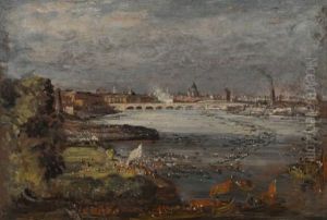 The Opening Of Waterloo Bridge, Seen From Whitehall Stairs, London, 18 June 1817 by John Constable