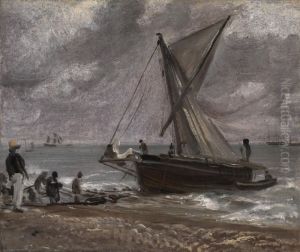 Beaching A Boat, Brighton by John Constable