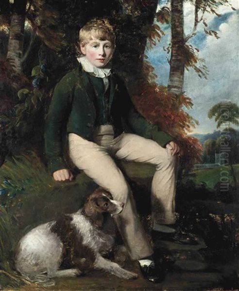 Portrait Of A Boy, Full-length, With A Spaniel, In A Landscape - view 1
