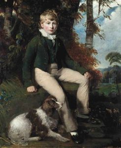 Portrait Of A Boy, Full-length, With A Spaniel, In A Landscape by John Constable