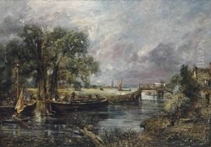 View On The Stour Near Dedham, Full-scale Sketch by John Constable