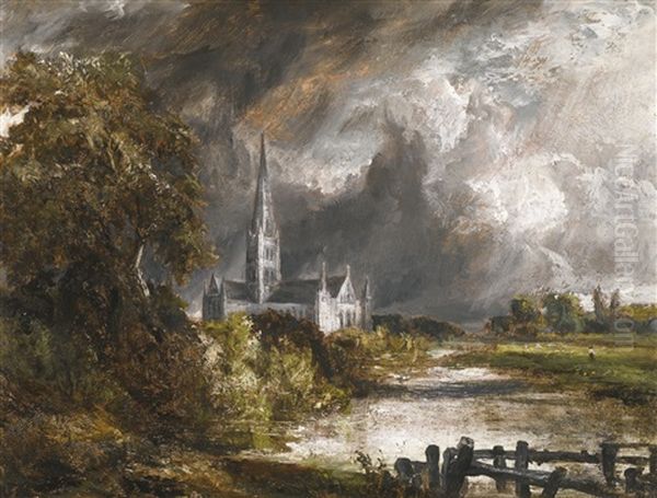 Alisbury Cathedral From The Meadows - view 1