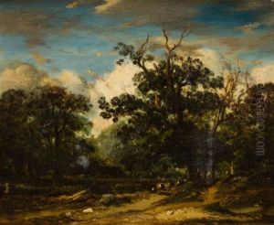 Suffolk Landscape With Cattle, Trees And A Windswept Sky by John Constable