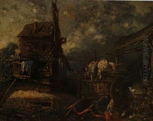 Landschaft Mit Windmuhle, Karren Und Huhnermadchen by John Constable