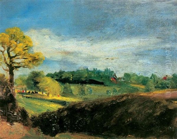 East Bergholt Common: View To The Rectory From The Fields Behind Golding Constable's House - view 1