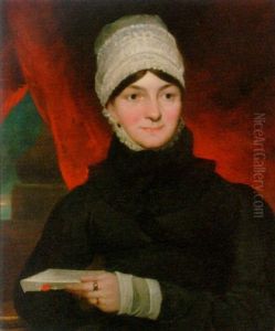 Portrait Of Mrs. Evans In A Black Dress With White Bonnet, Holding A Letter In Her Left Hand