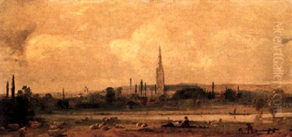 Fluslandschaft Mit Der Kathedrale Von Salisbury - view 1