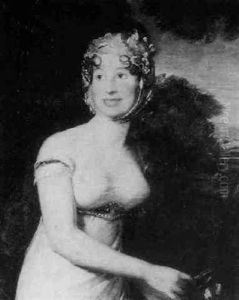 Portrait Of A Girl, Standing Half-length, Wearing White Dress And Bonnet by John Constable