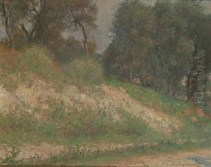 Landscape With Trees By A Bank by Zygmunt Andrychiewicz