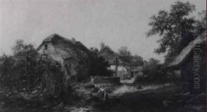 Woman Fetching Water By A Mill, Farm Buildings To Background by John Constable